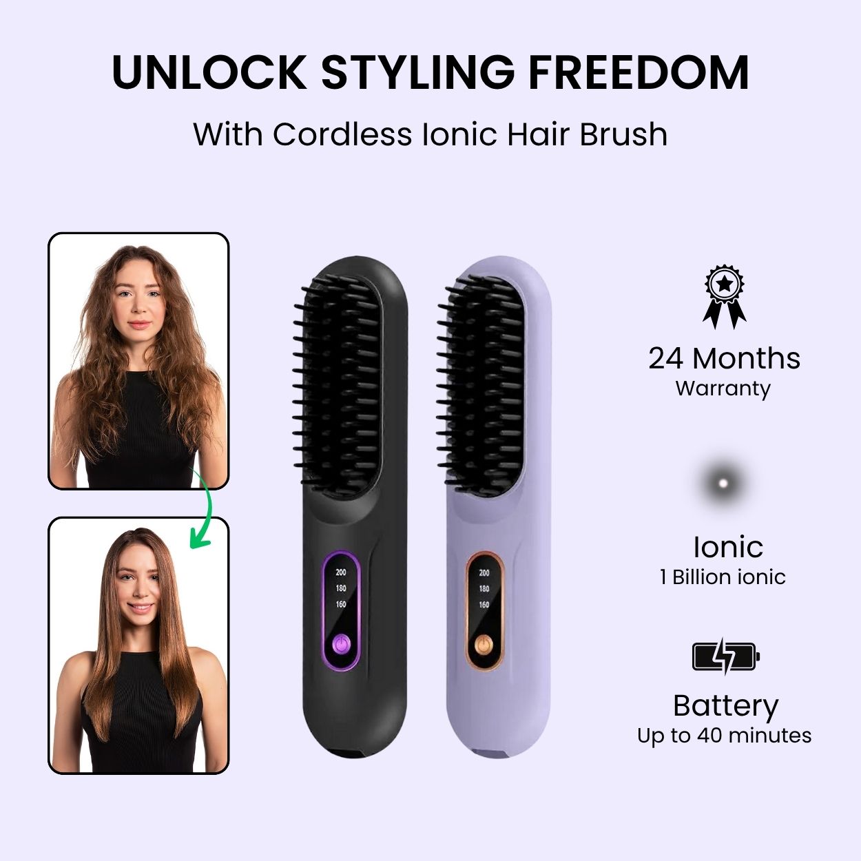 Wireless Ionic Hair Straightener Brush