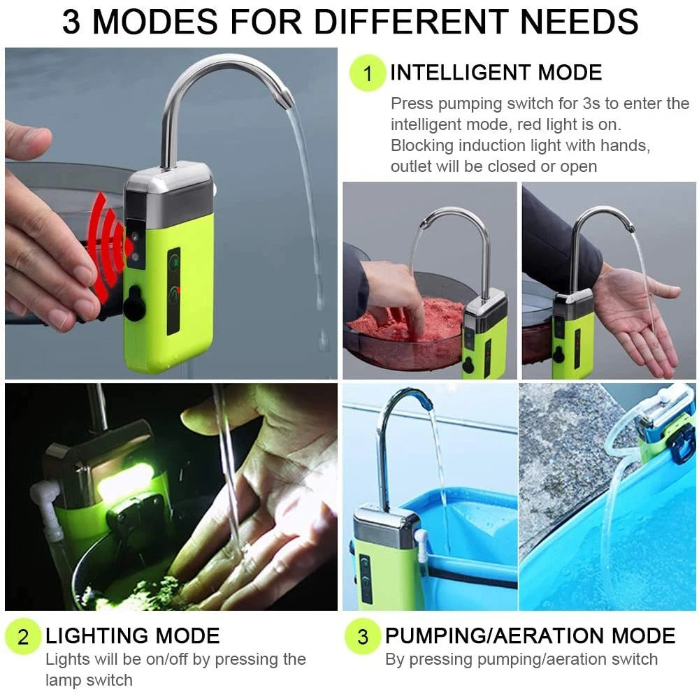 AquaCharge™ Portable 3-in-1 Outdoor Oxygen Pump with LED