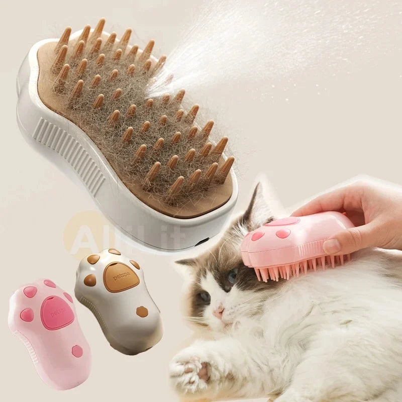 Cat Paw Shaped Steam Brush – The Ultimate 3-in-1 Grooming Tool!