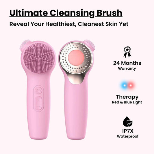 Facial Cleansing Brush with Red & Blue Light Therapy