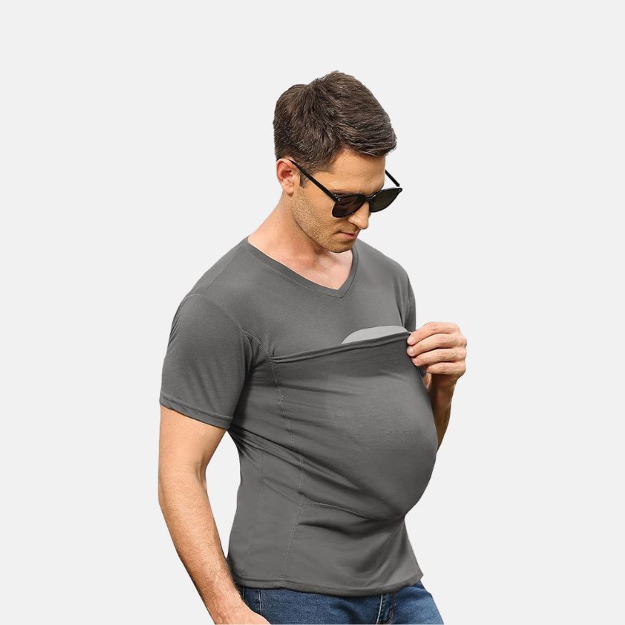 Men’s Baby Carrier Safety Kangaroo Pocket Shirt – Comfort, Bonding & Hands-Free Convenience!