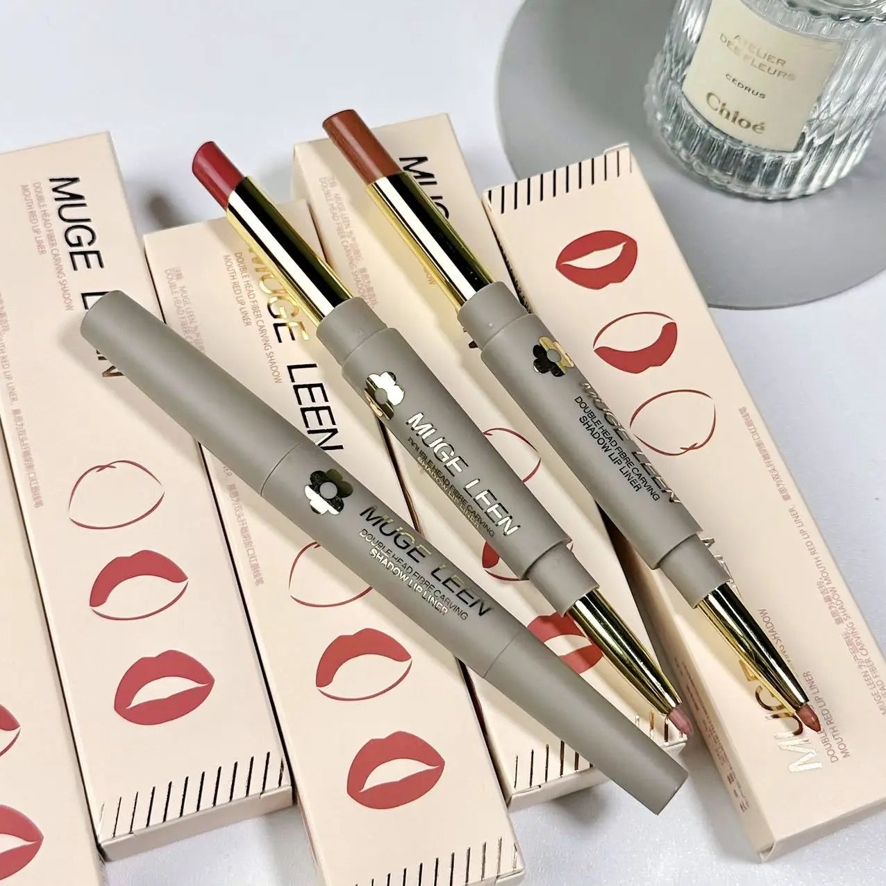 2-in-1 Matte Waterproof Lipstick & Lip Liner – Berry Red