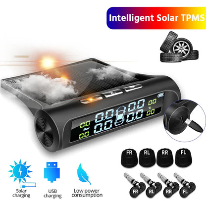 Solar Power Car Tire Pressure Monitoring Tool – Drive with Confidence!