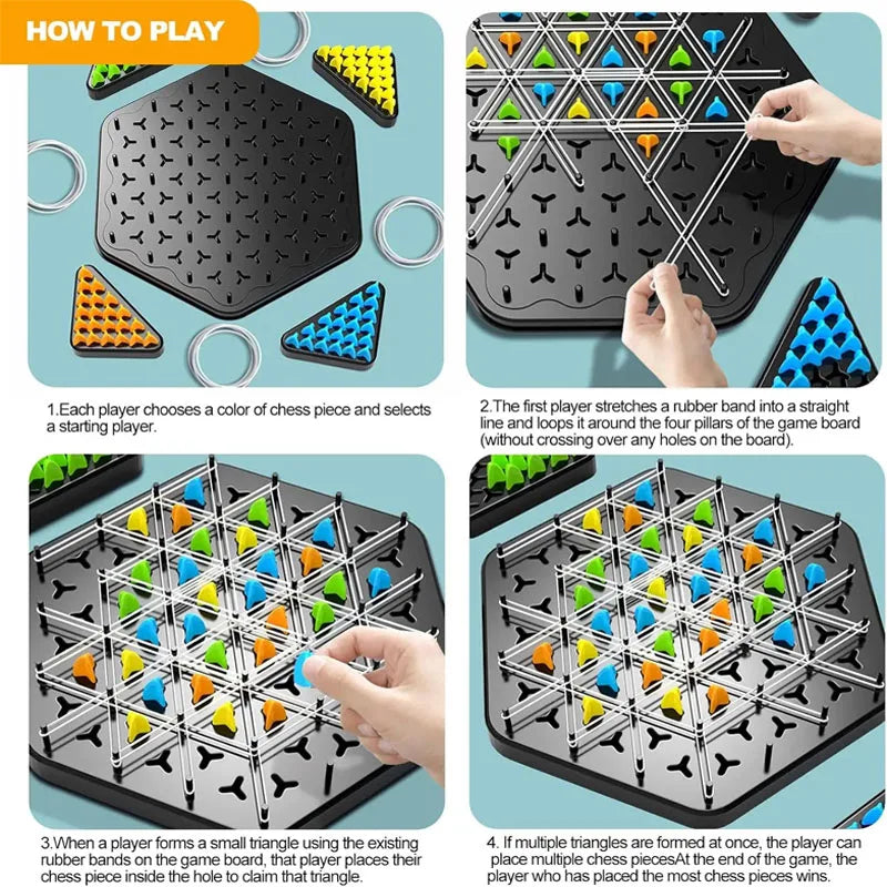 Chain Triangle Chess Triggle Rubber Band Peg Game – A Strategic Battle of Wits!