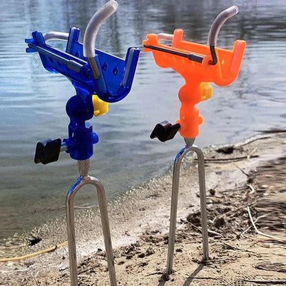 AquaGrip™ 🎣🔒 – 360° Self-Locking Fishing Rod Holder with Adjustable Bracket