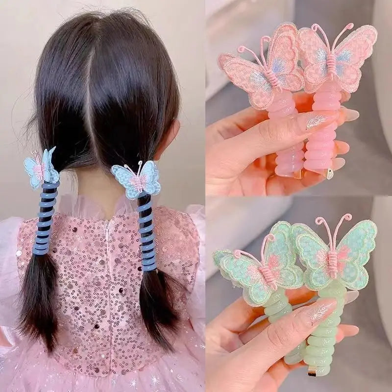 Butterfly Telephone Wire Hair Bands – Cute, Colorful & Perfect for Little Girls