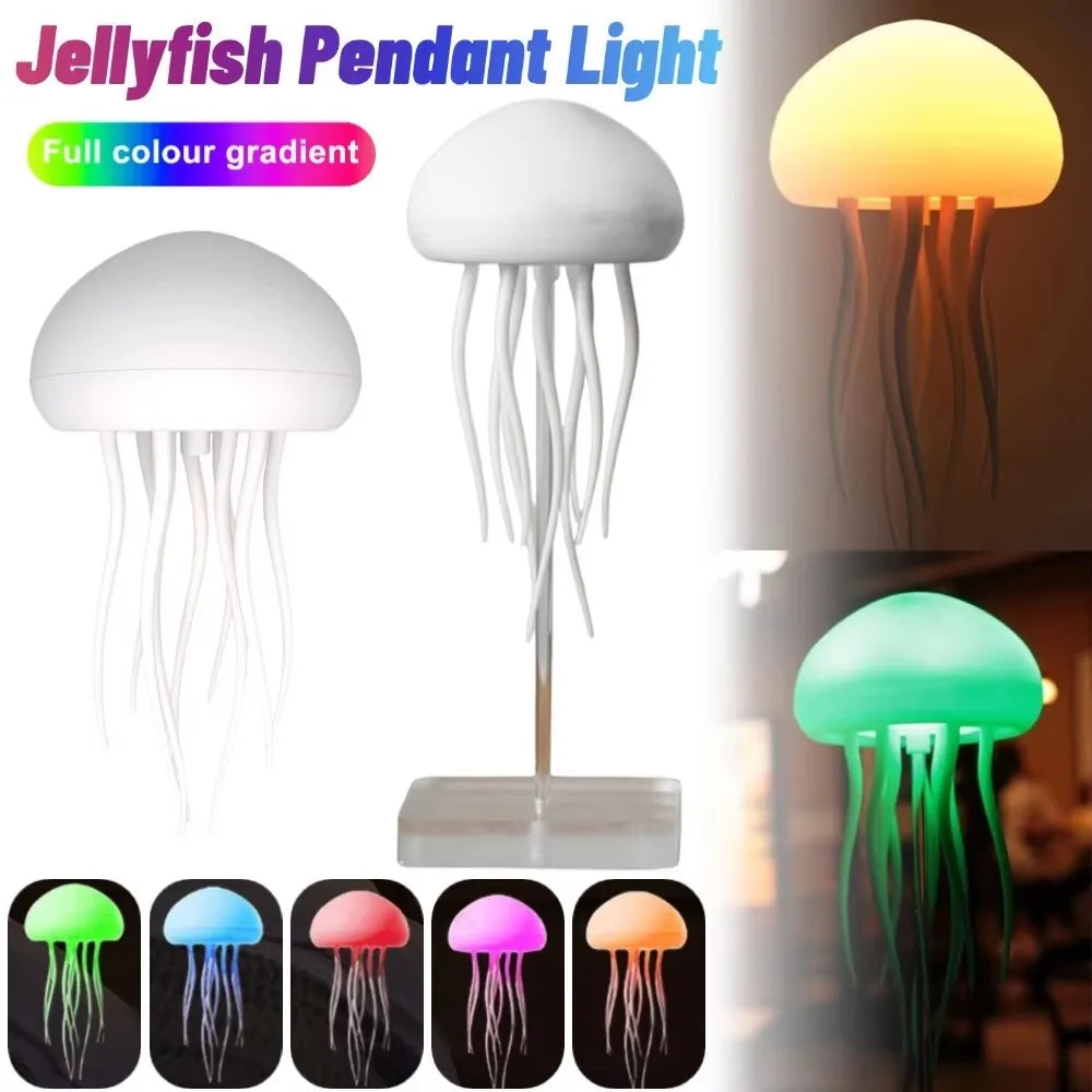 Voice Control RGB Gradient Jellyfish Night Light – A Magical Underwater Glow!