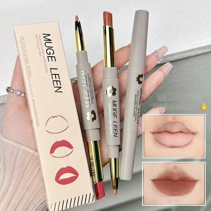 2-in-1 Matte Waterproof Lipstick & Lip Liner – Berry Red