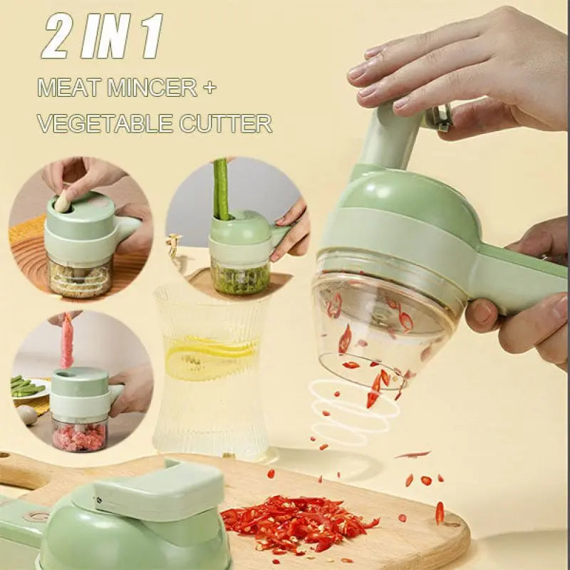 4 In 1 Handheld Electric Vegetable Cutter – Your Ultimate Kitchen Companion!