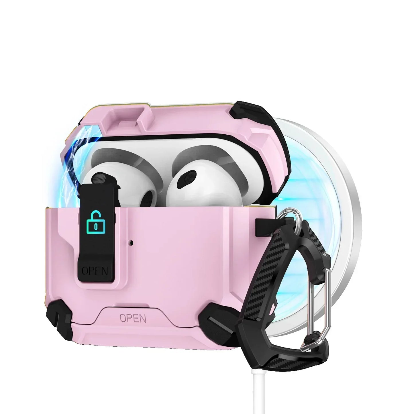 🔐 MagLock™ AirPods Case – Magnetic, Dustproof & Kickstand Cover