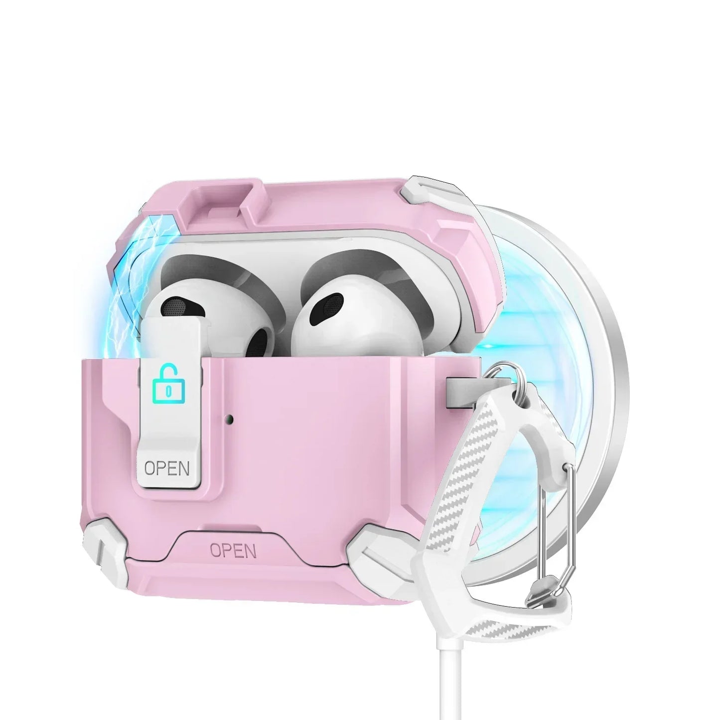 🔐 MagLock™ AirPods Case – Magnetic, Dustproof & Kickstand Cover