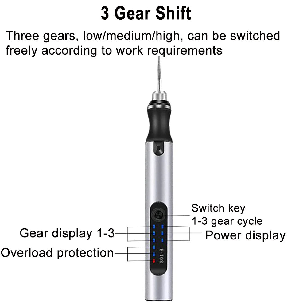 USB Rechargeable Portable Electric Micro-Sanding Engraving Pen – Precision & Creativity at Your Fingertips!
