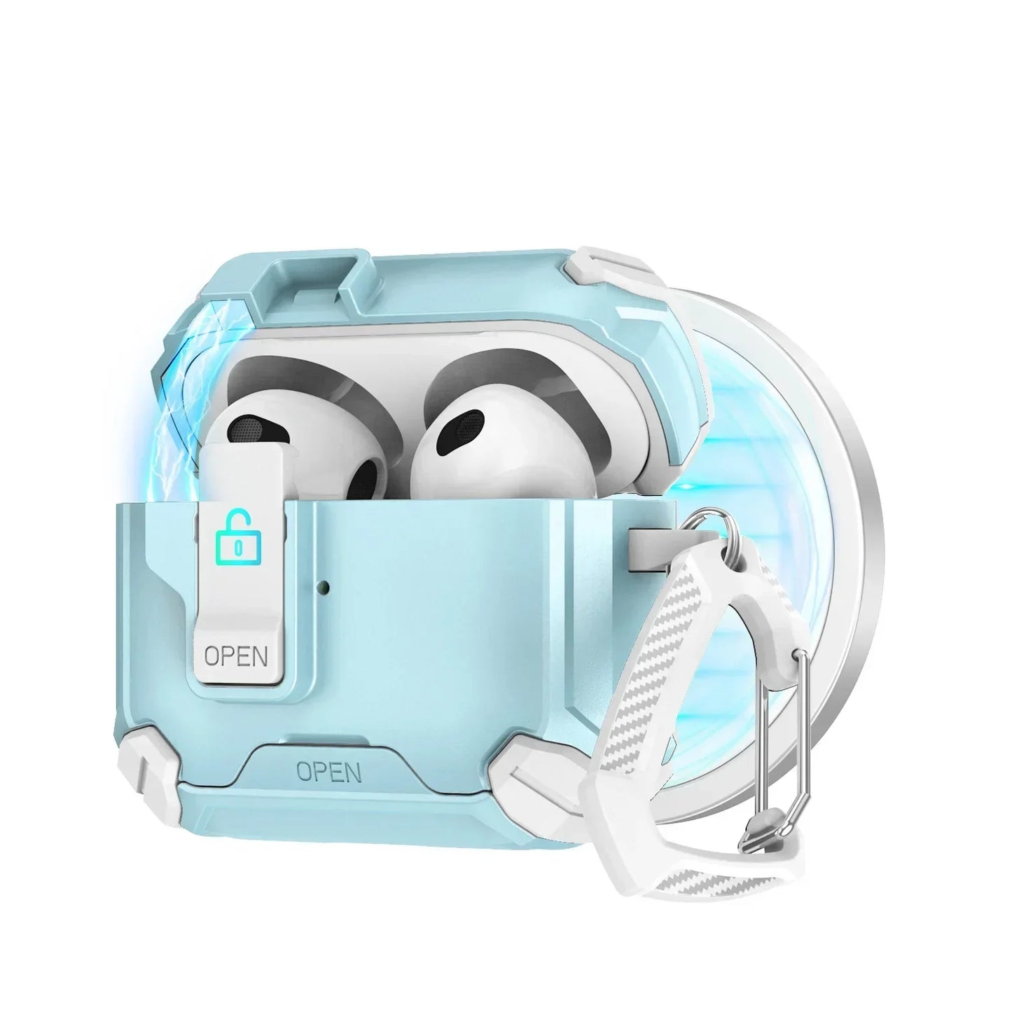 🔐 MagLock™ AirPods Case – Magnetic, Dustproof & Kickstand Cover