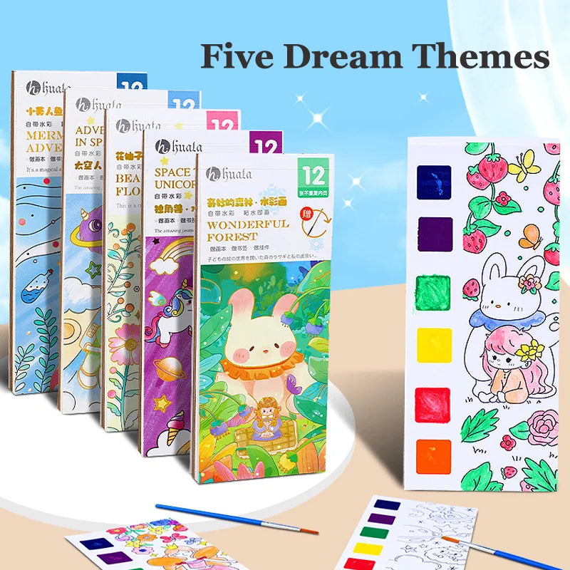 Portable Watercolor Painting Book for Kids