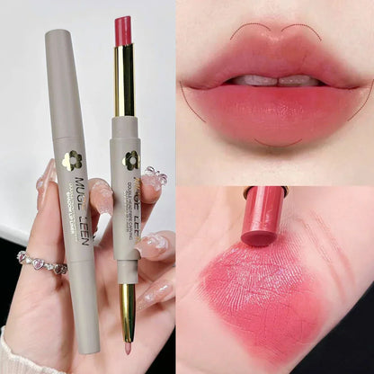 2-in-1 Matte Waterproof Lipstick & Lip Liner – Berry Red