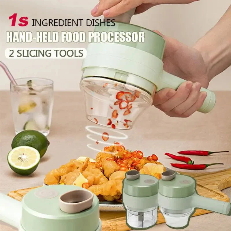 4 In 1 Handheld Electric Vegetable Cutter – Your Ultimate Kitchen Companion!