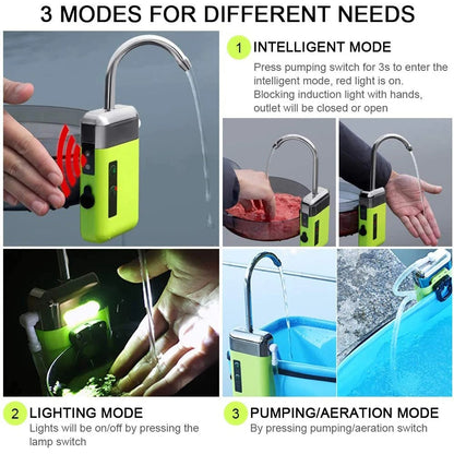 AquaCharge™ Portable 3-in-1 Outdoor Oxygen Pump with LED