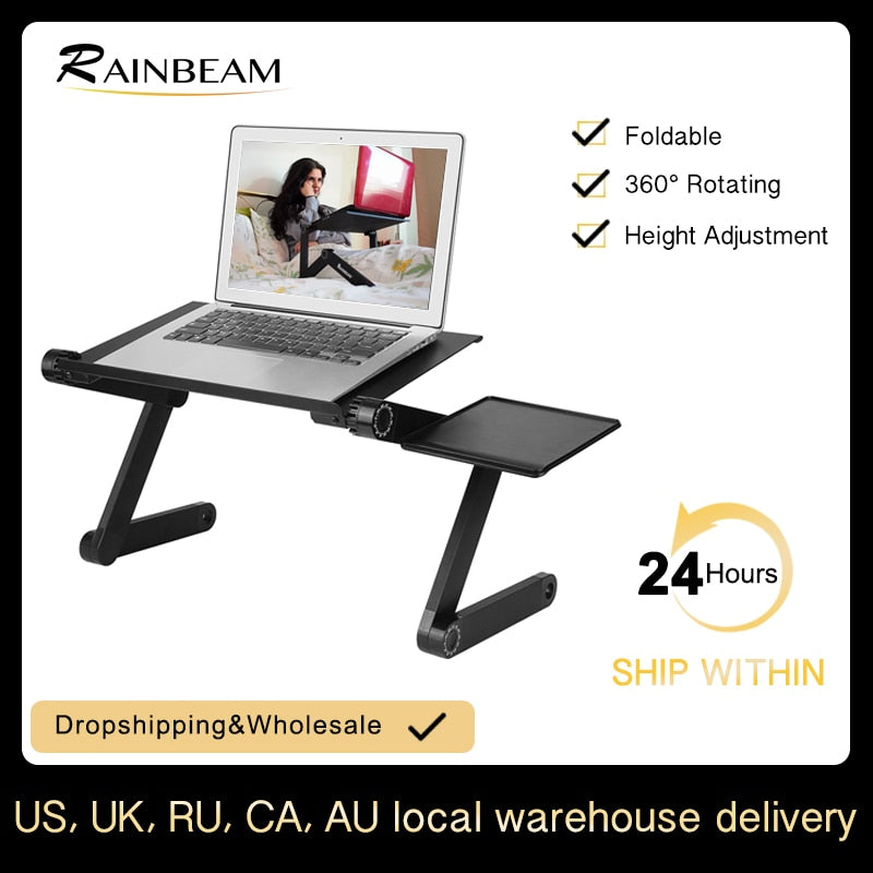 Adjustable ergonomic portable aluminum laptop desk